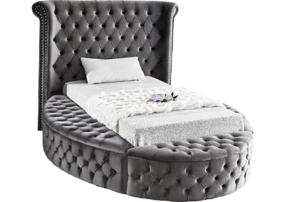 Image for Lily Grey Velvet Twin Bed (3 Boxes)