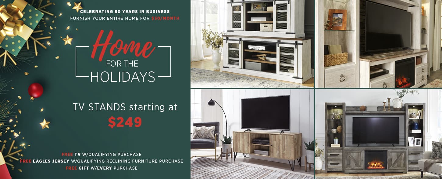Home for the Holidays TV stands starting at $249