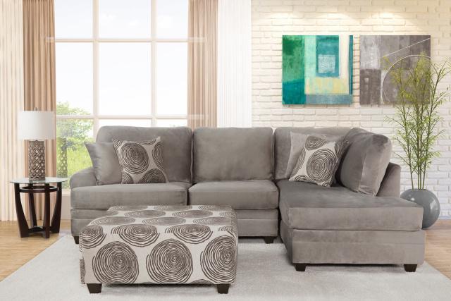 Olympia Silver Sectional w/Ottoman,In-Store Products