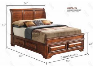 Image for Queen Sleigh Storage Bed-6 Drawers