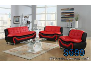 Image for sofa+loveseat+chair(black/red)