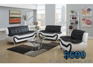 Image for sofa+loveseat+chair(black/white)