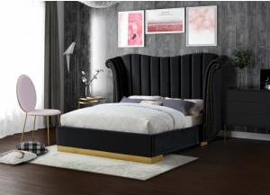 Image for Black Flora Velvet Queen Bed