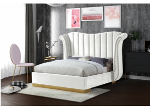 Image for White Flora Velvet Queen Bed