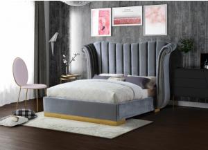 Image for Gray Flora Velvet Queen Bed