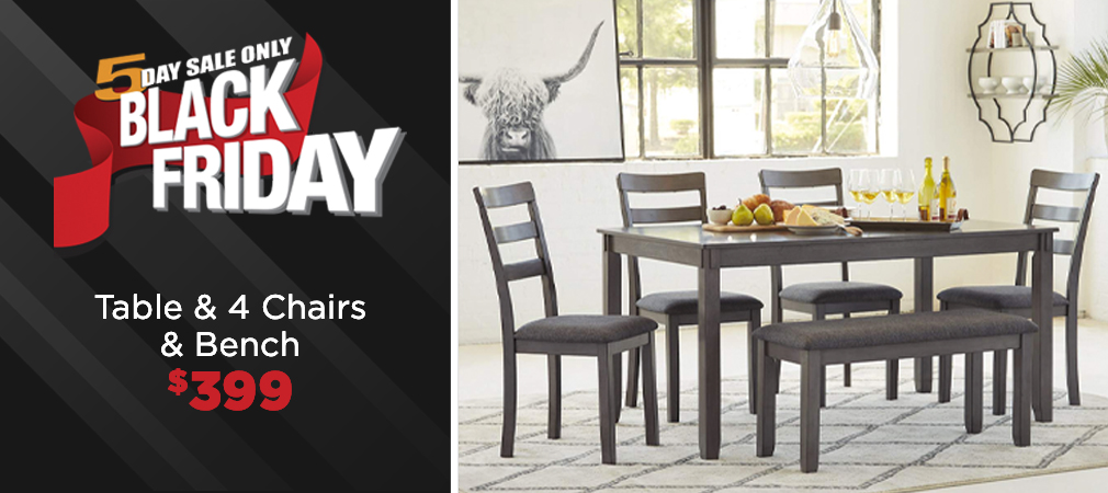 5 day only black friday sale table & 4 chairs & bench $399