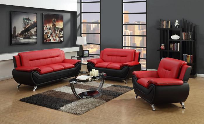 Metro Red & Black 3PC living room set ,InStore Products