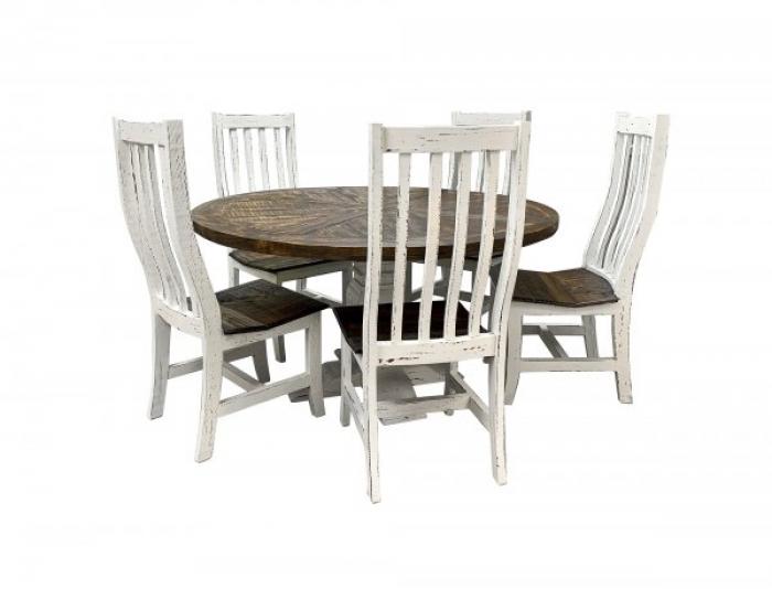 French Quarters Round distressed looking 6PC Dining table (5 Chairs),InStore Products