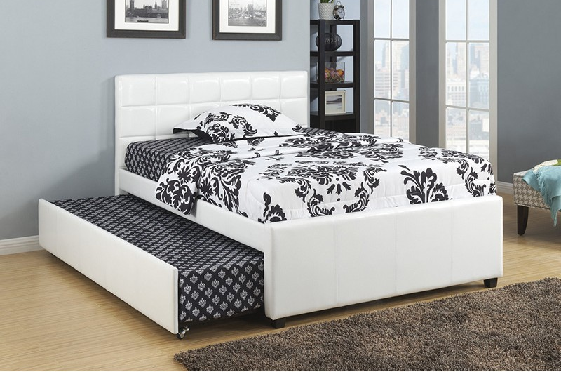 TWIN BED+TWIN TRUNDLE W/ SLATS WHITE,InStore Products
