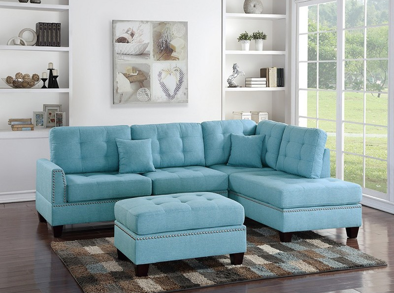 3PCS REVERSIBLE SECTIONAL SET BLUE,InStore Products