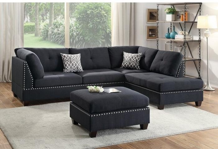 REVERSIBLE 3PCS SECTIONAL BLK,InStore Products