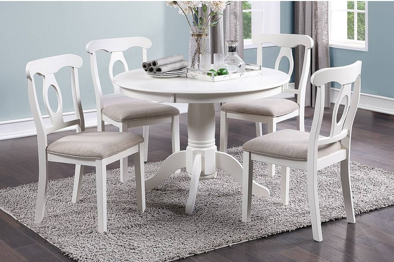 5PCS DINING SET (ROUNG TABLE+4 CHAIRS) WHITE,InStore Products