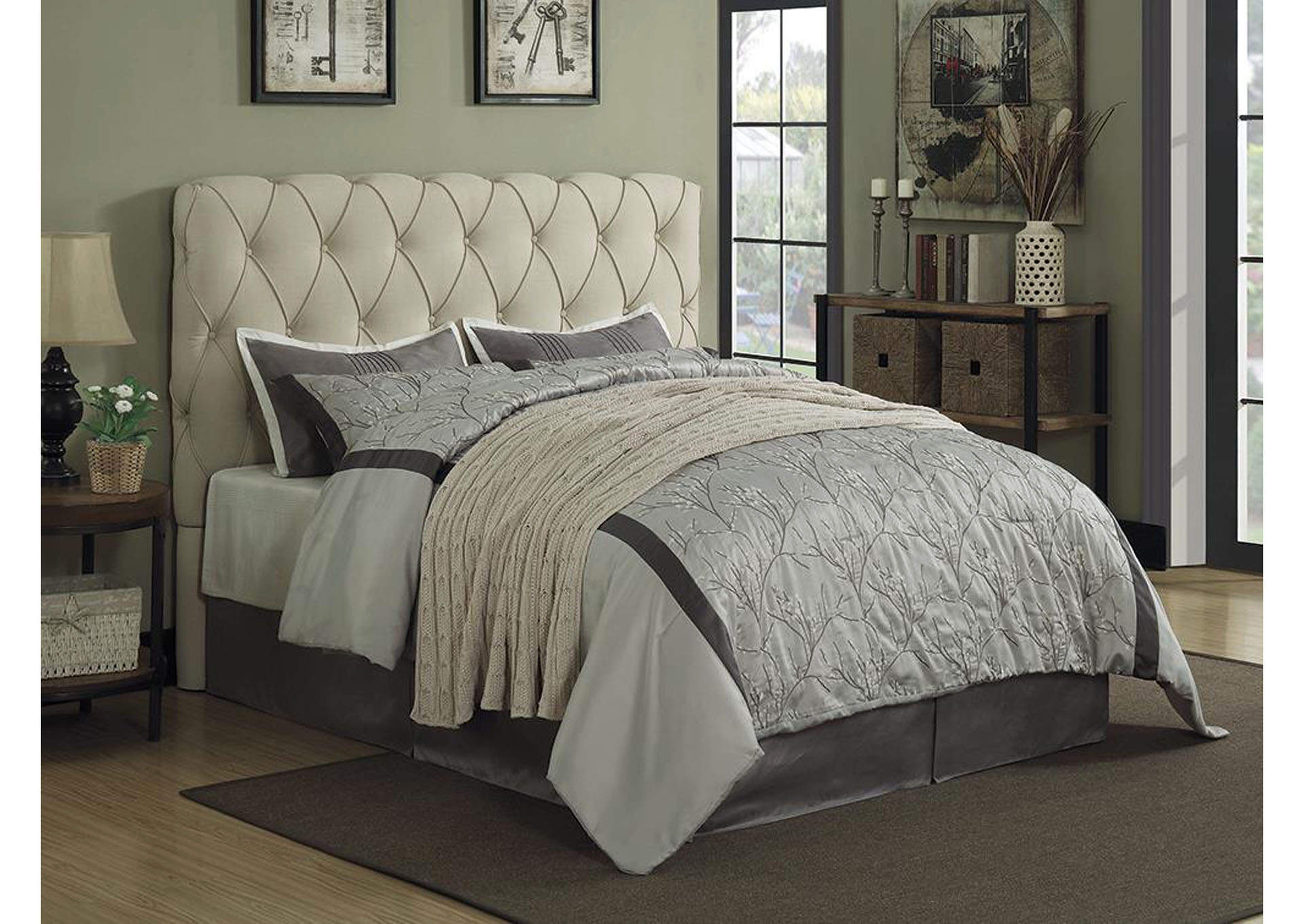Elsinore Beige Upholstered Full Bed,InStore Products