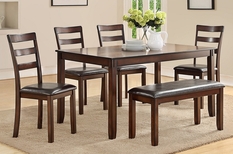 6PCS DINING TABLE SET (TABLE+4 CHAIRS+BENCH) ES,InStore Products