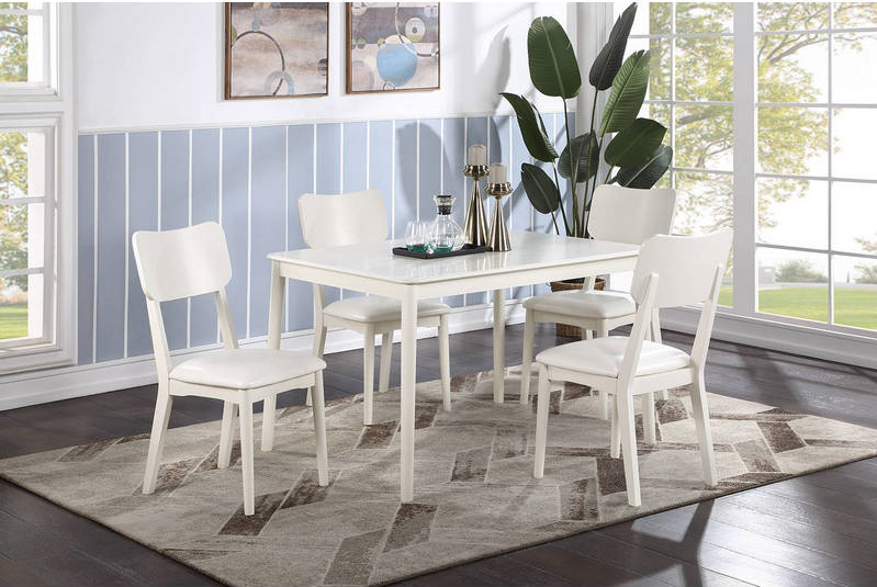 5PCS DINING SET (TABLE+4 CHAIRS) WHITE,InStore Products