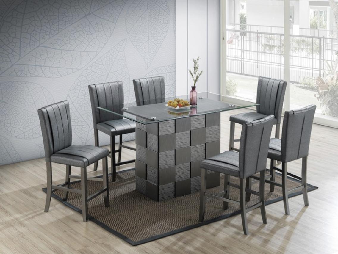 7pc Silver Counter Height table set,InStore Products