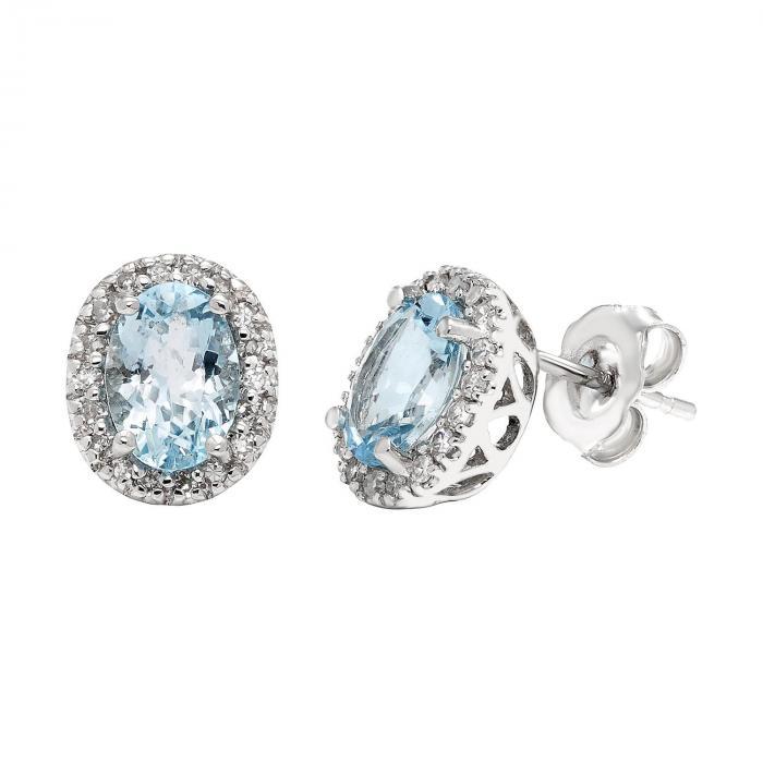 Aquamarine & Diamond Earrings in 14K White Gold,InStore Products
