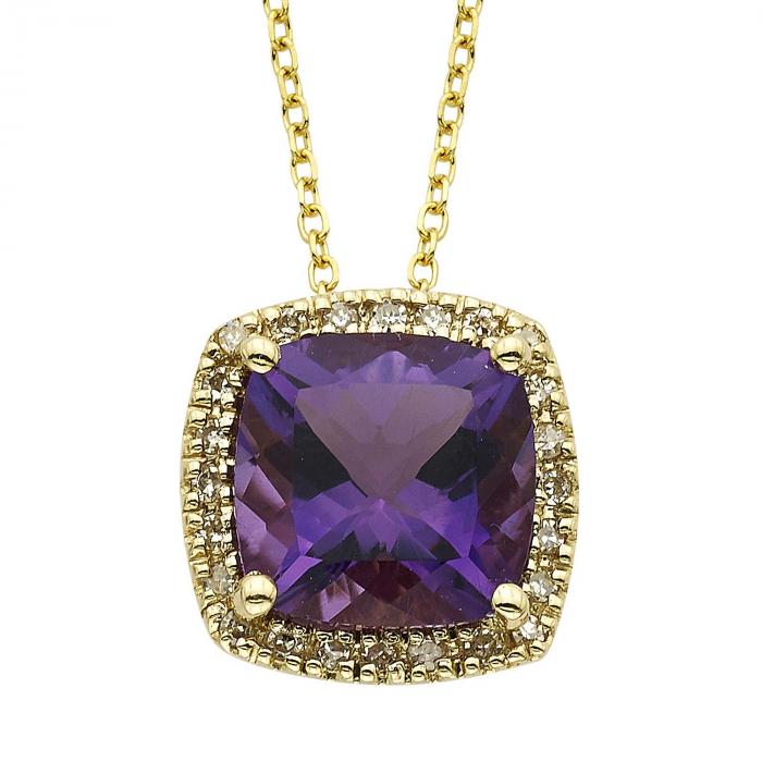 Amethyst and Diamond Pendant in 14K Yellow Gold,InStore Products
