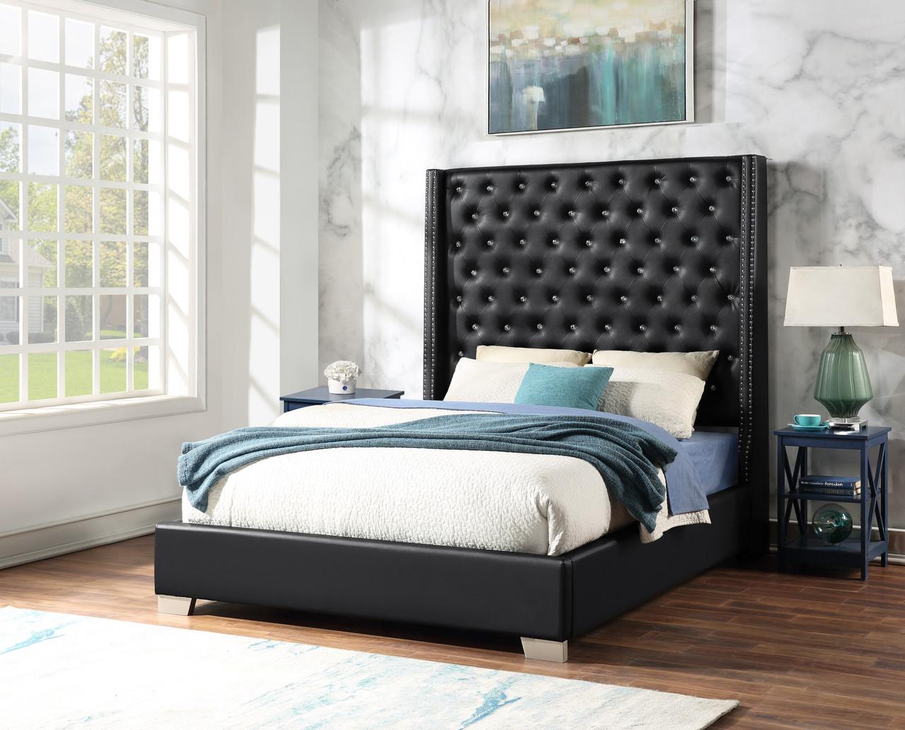 Aria Black PU Queen bed,InStore Products