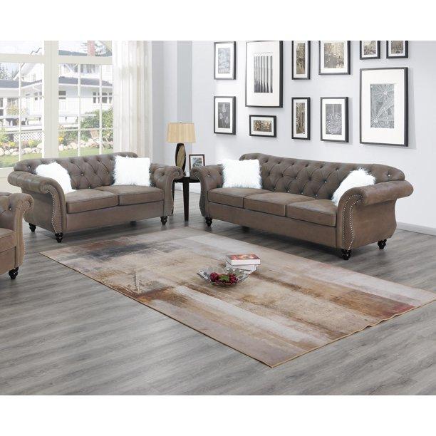 2PC SOFA & LOVE SEAT DARK COFFEE ,InStore Products