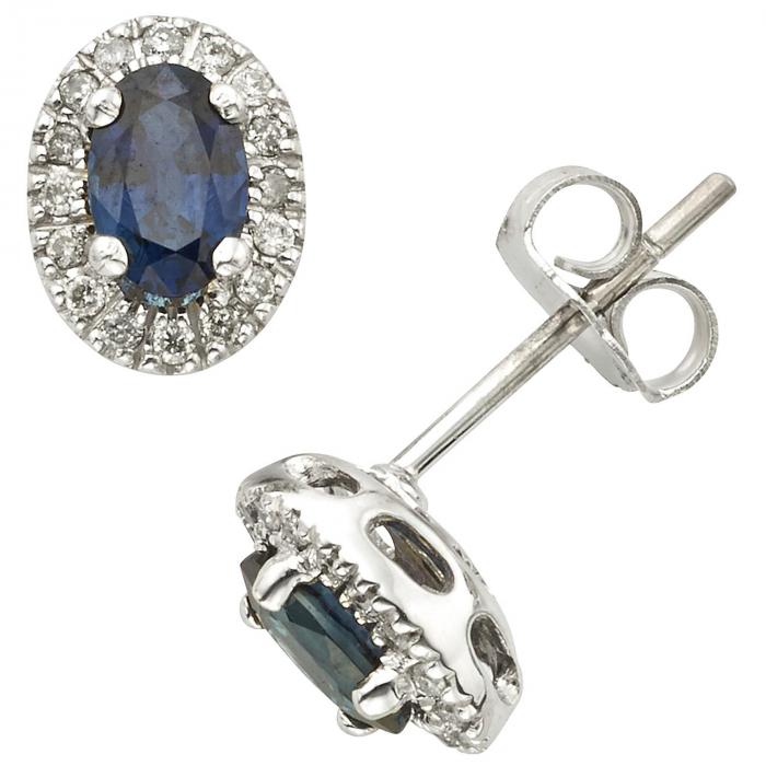 1.2 CT Blue Sapphire and Diamond Earring in 14k Gold,InStore Products