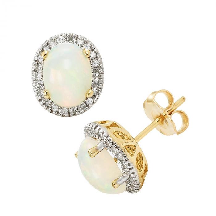 Oval Opal Earrings in 14K Yellow Gold,InStore Products
