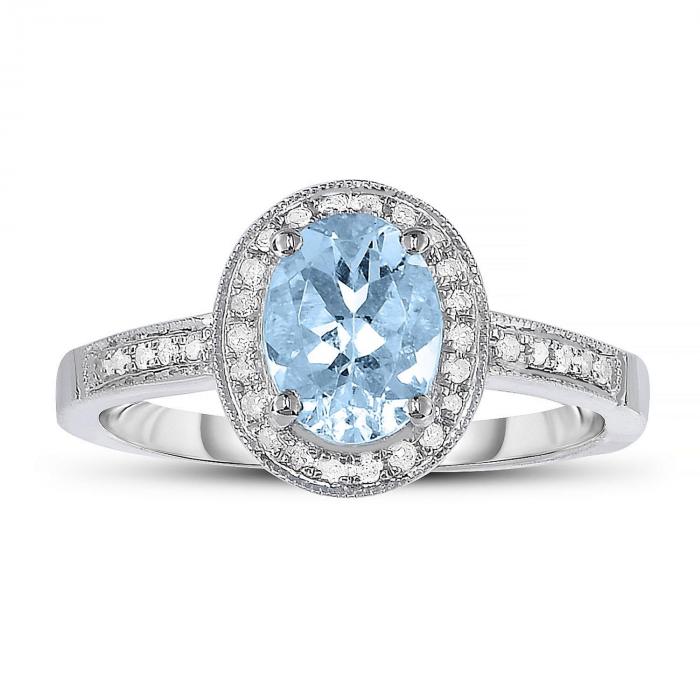 1.00 ct. Aquamarine and Diamond Ring in 14k White Gold,InStore Products