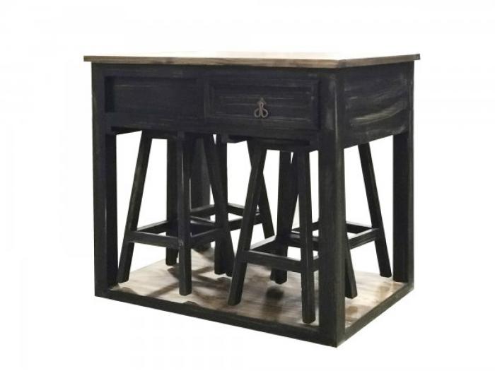 ANTIQUE BLACK 5 PACK ISLAND TABLE SET,InStore Products