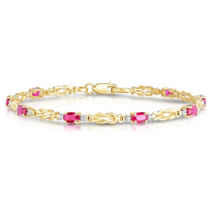 Oval Ruby Bracelet with Diamonds in 14K Yellow Gold,InStore Products
