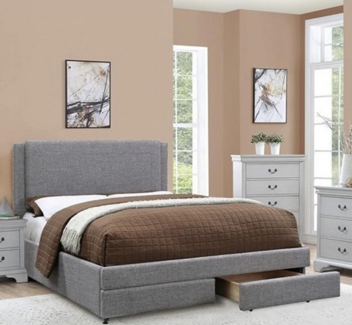Gray King Platform Storage bed,InStore Products