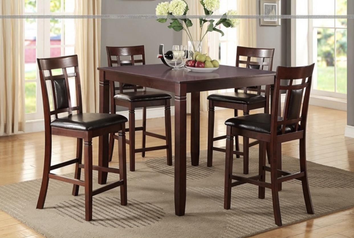 5PCS HEIGHT DINING SET BROWN,InStore Products