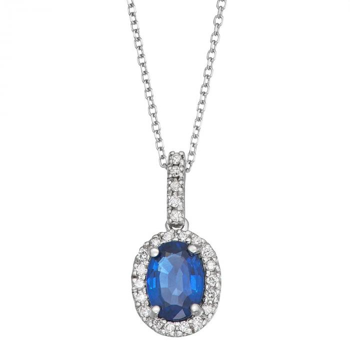 1.0 CT Blue Sapphire and Diamond Pendant in 14k Gold,InStore Products