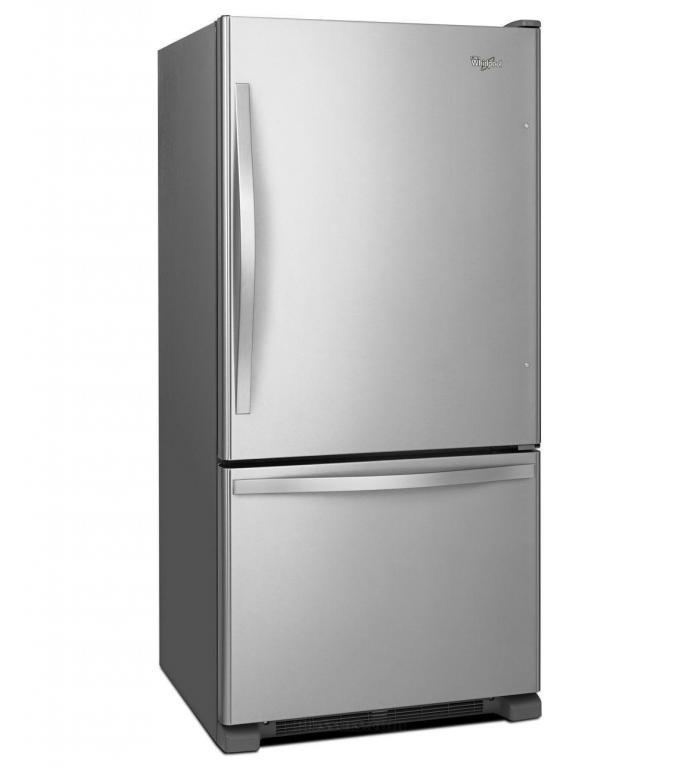 Whirlpool 22.07-cu ft Bottom-Freezer Refrigerator with Ice Maker (Stainless Steel),InStore Products