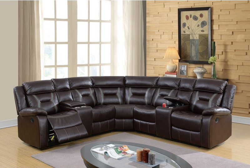 3PCS RECLINING SECTIONAL DARK BROWN,InStore Products