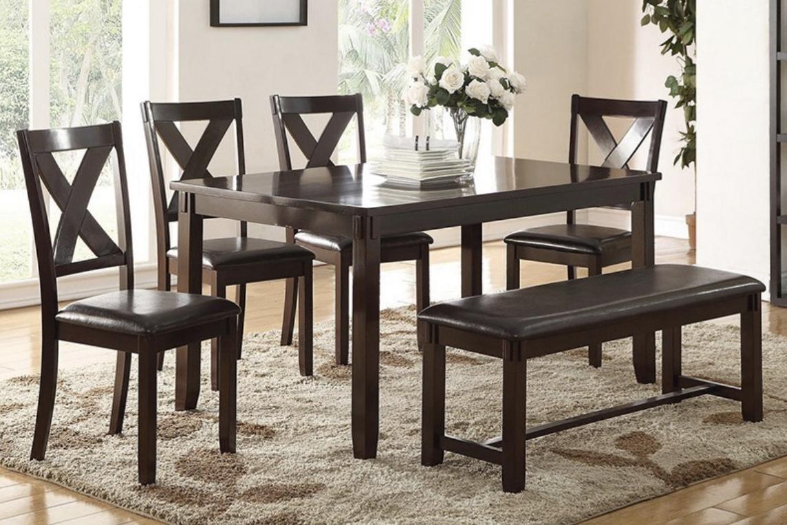 6PCS DINING TABLE SET+BENCH ESP,InStore Products
