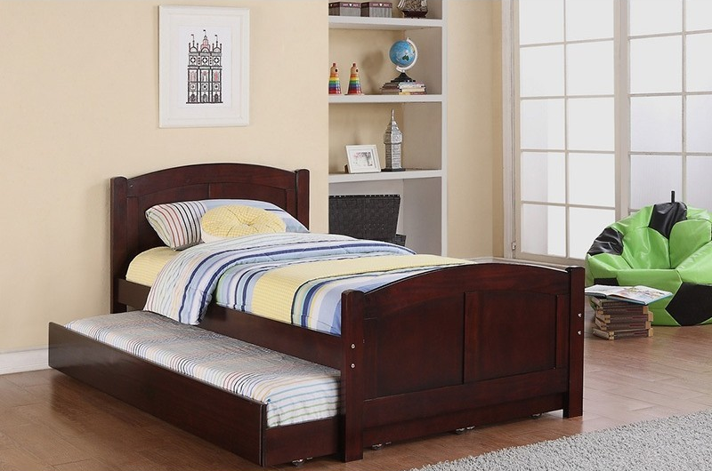 TWIN BED+TRUNDLE W/ SLATS DARK CHERRY,InStore Products
