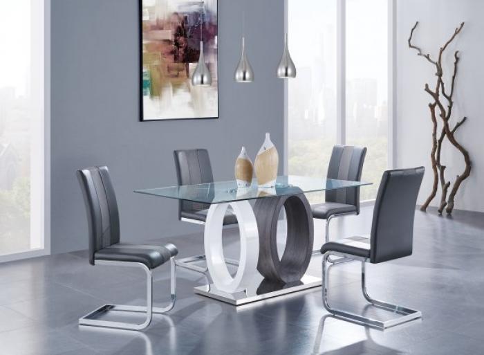 Contemporary style glass top 5PC table set,InStore Products
