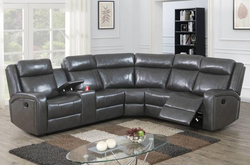 RECLINING SECTIONAL GEL LEATHERETTE GREY,InStore Products