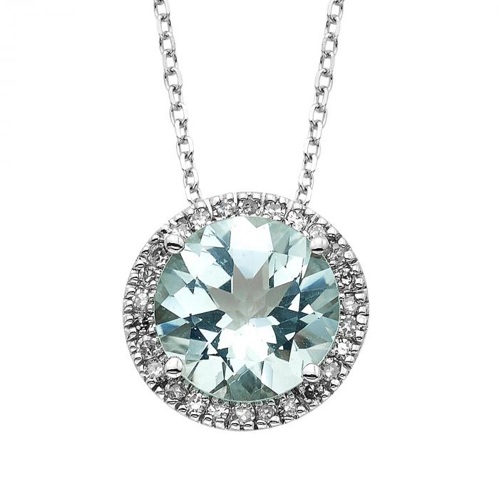 Aquamarine and Diamond Pendant in 14K White Gold,InStore Products