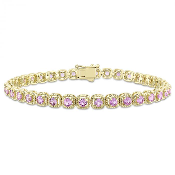 5.20 CT TGW Pink Sapphire Tennis Bracelet in 14K Yellow Gold,InStore Products