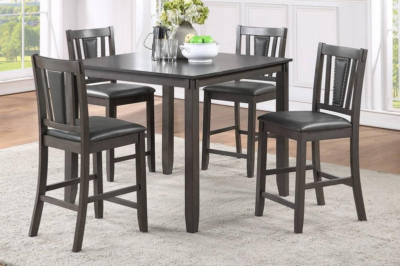 5PCS HEIGHT DINING SET (TABLE+4 CHAIRS) GREY,InStore Products