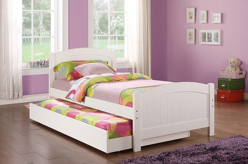 TWIN BED+TRUNDLE W/ SLATS WHITE,InStore Products