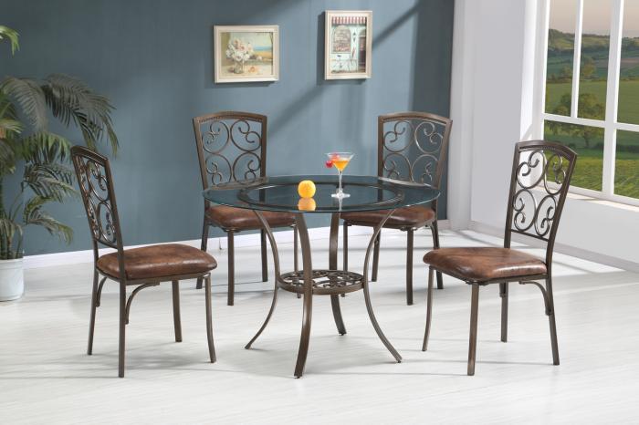 Essex Metal with Glass Top 5 PC Dining Set,InStore Products