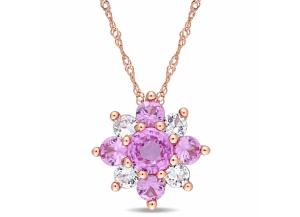 Image for 1.6 CT. T.W. Pink and White Sapphire Star Pendant in 14K Rose Gold