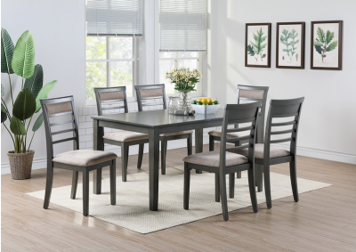 Image for 7PCS DINING TABLE SET (TABLE+6 CHAIRS) GREY