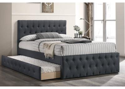TWIN BED W/TRUNDLE-CHARCOAL BURLAP