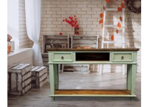 Image for Antique Turquoise Sofa Table with 2 Drawers 