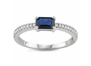 Image for Blue Sapphire and Diamond Ring in 14k Gold