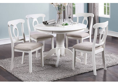 5PCS DINING SET (ROUNG TABLE+4 CHAIRS) WHITE