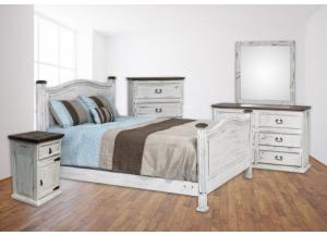 Image for ST CLAIR WHITE RUSTIC QUEEN 5PC BEDROOM SET (dresser,mirror,nightstand,chest)